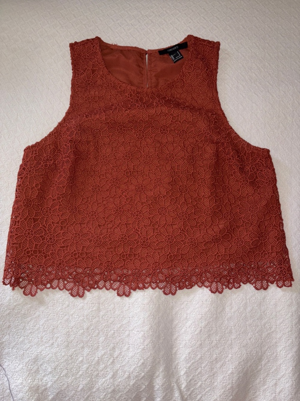 Forever 21 Terracotta Lace Sleeveless Blouse